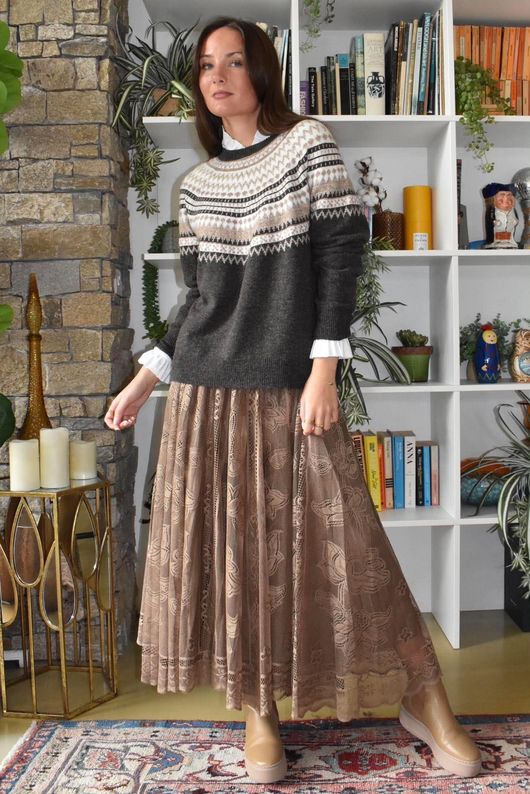 Fair Isle Knit Chocolate